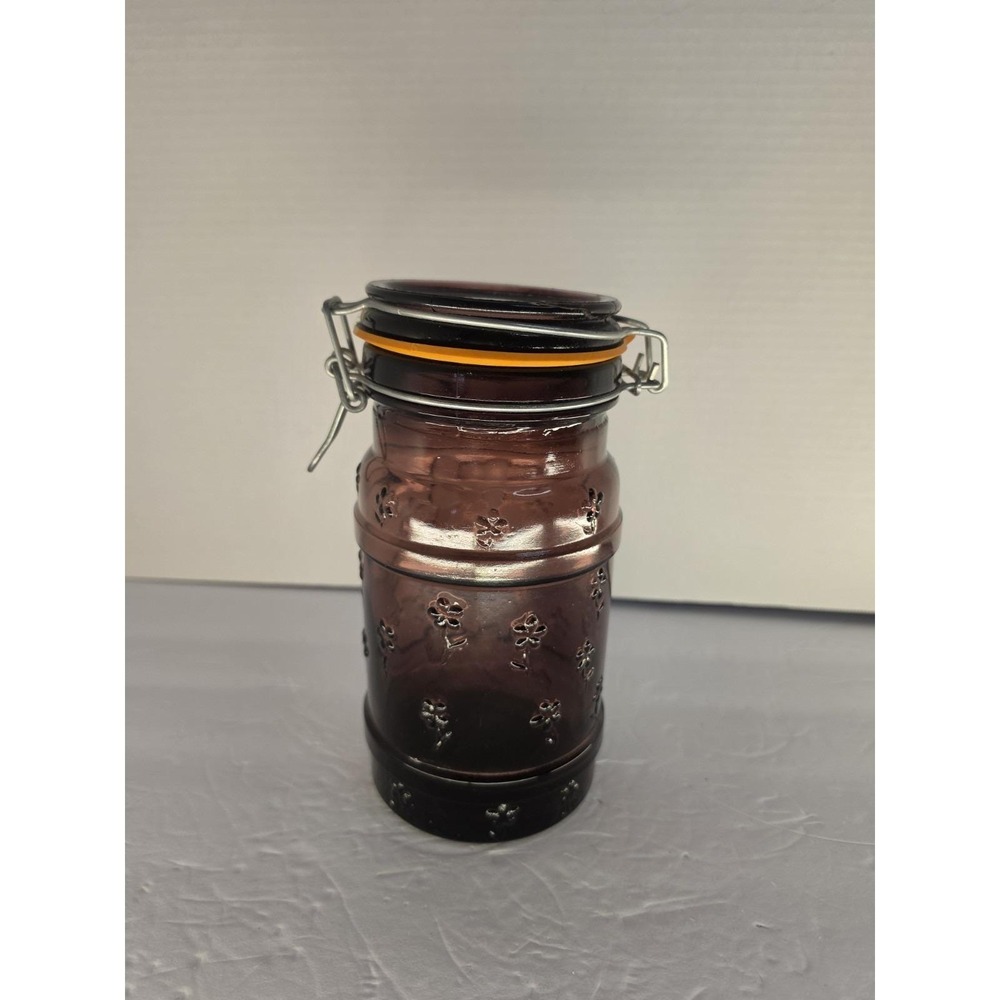 Vintage Amethyst Purple Glass Clamp Lid Canister Oxford Crystal Italy Sweet Shop - Picture 3 of 12